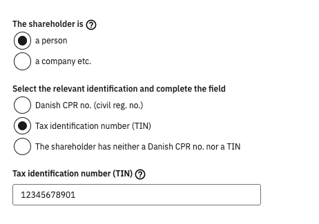 Privatperson auswählen und Steuer-ID eintragen
